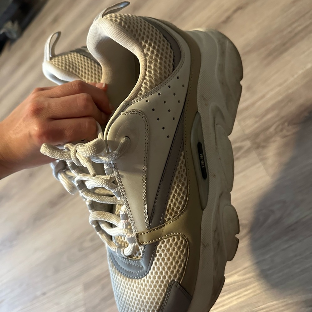 Dior Men's Cream and Gray Sneakers